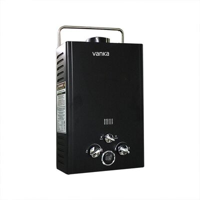 Black 12L Portable LPG Tankless Water Heater – Instant Hot Water with Flue Exhaust